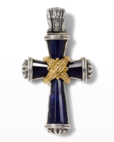Shop Konstantino Men's Sodalite Cross Pendant In Silver