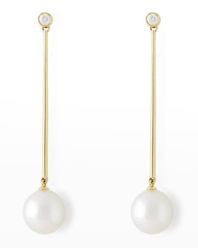 Shop Pearls By Shari 18k Yellow Gold 11mm South Sea Pearl And Diamond Drop Earrings