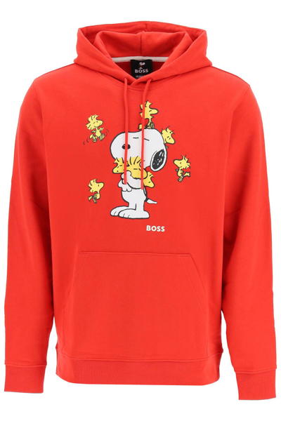 Shop Hugo Boss Boss Peanuts Hoodie In Red