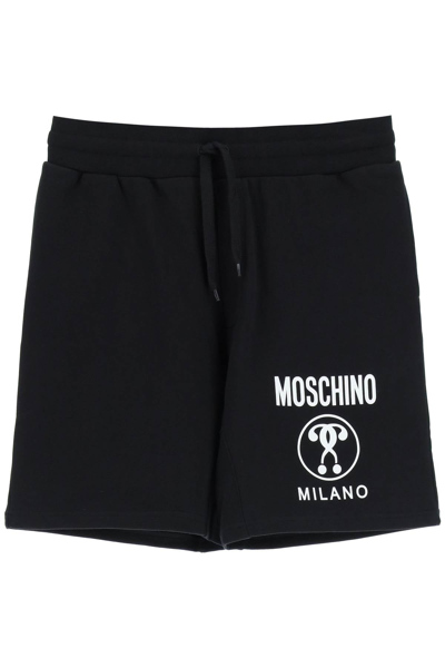 Shop Moschino Double Question Mark Logo Sweatshorts In Black