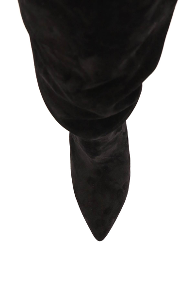 Shop Paris Texas Suede Leather Slouchy Boots In Black