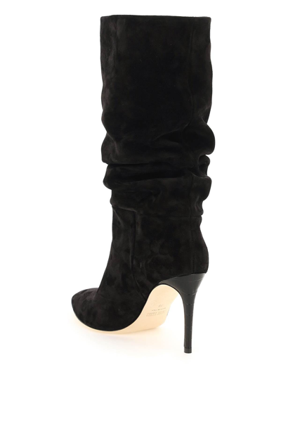 Shop Paris Texas Suede Leather Slouchy Boots In Black
