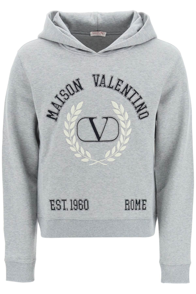Shop Valentino Maison  Embroidered Hoodie In Mixed Colours