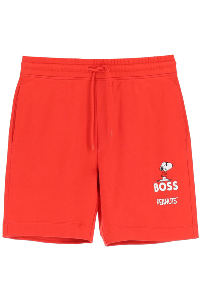 Shop Hugo Boss Boss Peanuts Sweatshorts In Red