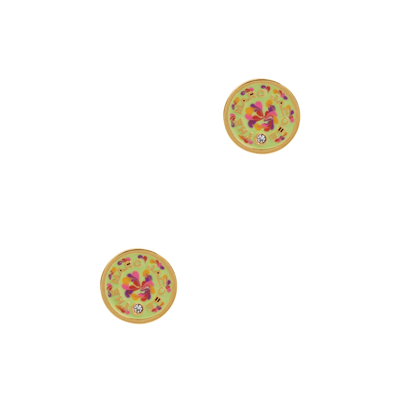 Shop Marc Jacobs The Marbled Medallion Gold-plated Earrings In Green