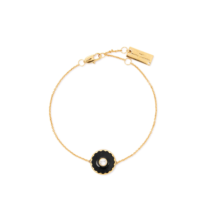 Shop Marc Jacobs The Medallion Gold-plated Bracelet In Black
