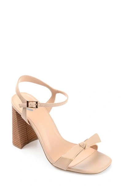 Journee Collection Dianne Womens Round Open Toe Stacked Heel Pumps In Nude