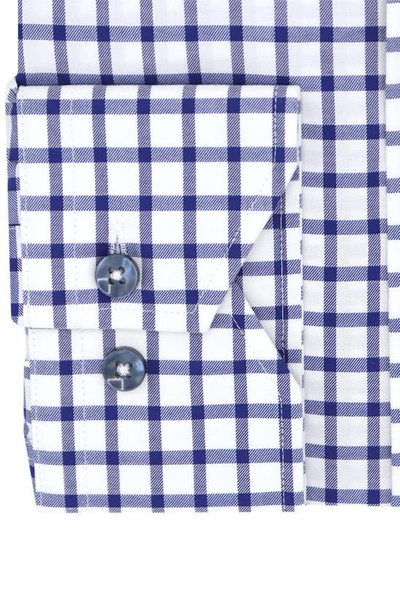 Lorenzo Uomo Trim Fit Windowpane Plaid Dress Shirt In White/ Blue