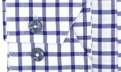 Lorenzo Uomo Trim Fit Windowpane Plaid Dress Shirt In White/ Blue