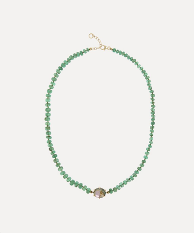 Shop Andrea Fohrman 14ct Gold Emerald And Mother Of Pearl Beaded Necklace In Green