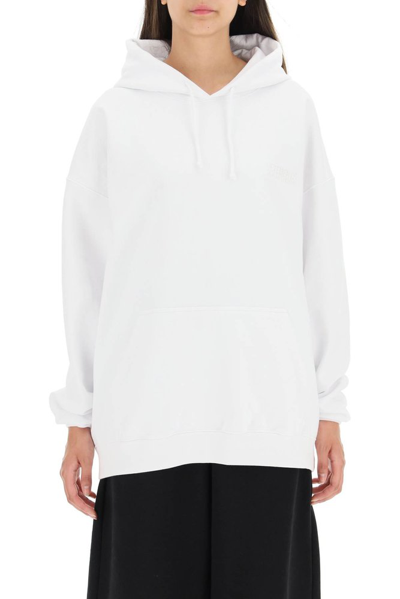 Shop Vetements Logo Embroidered Hoodie In White