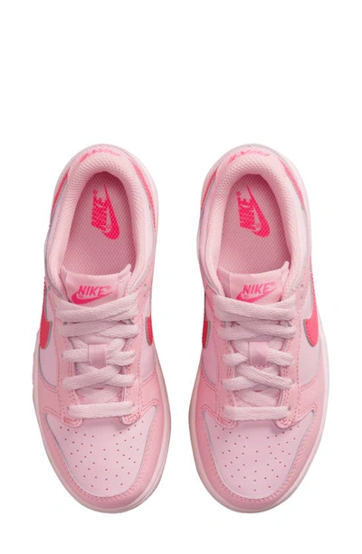 Shop Nike Kids' Dunk Low Basketball Sneaker In Soft Pink/ Pink/ Hyper Pink