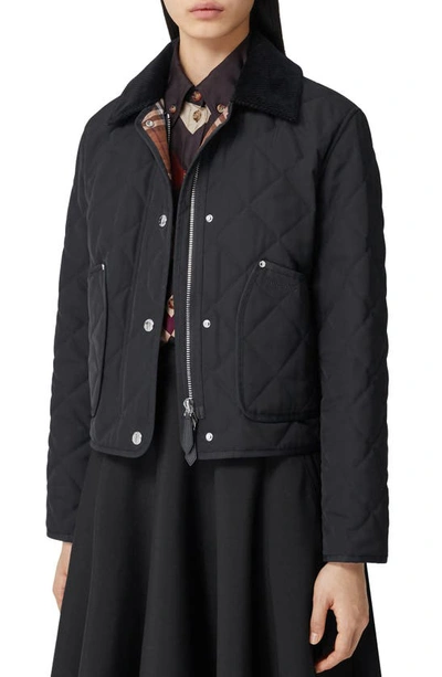 Shop Burberry Lanford Diamond Quilted Jacket In Black
