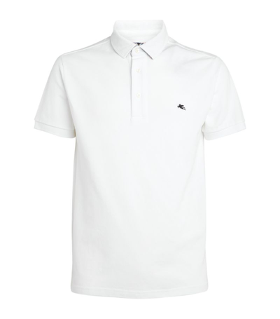 Shop Etro Cotton Pegaso-motif Polo Shirt In White