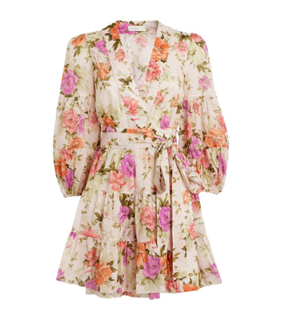 Shop Zimmermann Floral Print Pattie Wrap Dress In Ivory