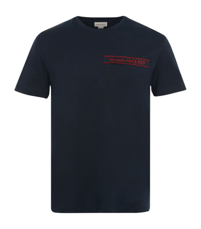 Shop Alexander Mcqueen Selvedge Logo Tape T-shirt In Neutral