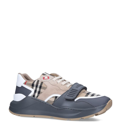 Shop Burberry Ramsey Check Sneakers In Grey