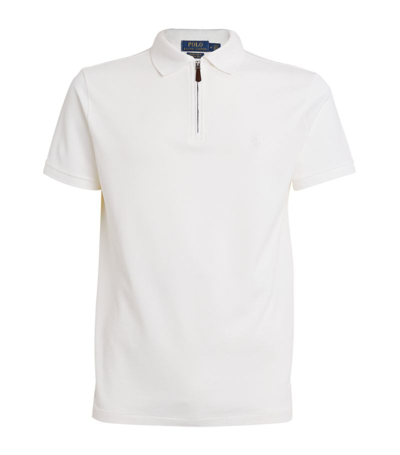 Shop Polo Ralph Lauren Half-zip Slim-fit Polo Shirt In White