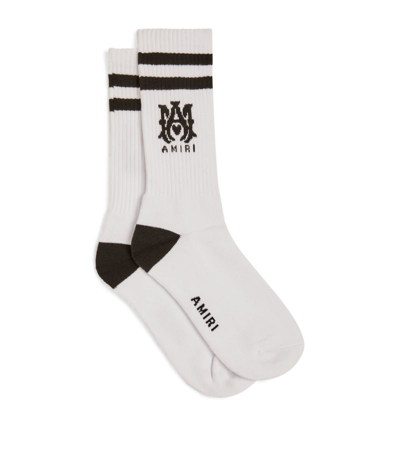 Shop Amiri Ribbed Logo Socks In Black