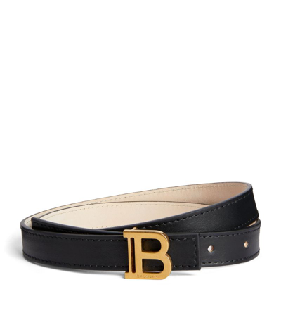 Shop Balmain Leather B-buckle Belt In Black