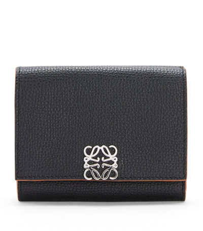 Shop Loewe Leather Anagram Trifold Wallet In Black