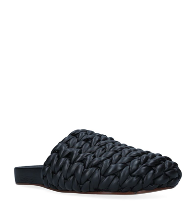 Shop Chloé Leather Braided Kacey Slippers In Black