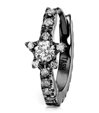 Shop Maria Tash Diamond Star Eternity Single Hoop Earring (8mm) In Black