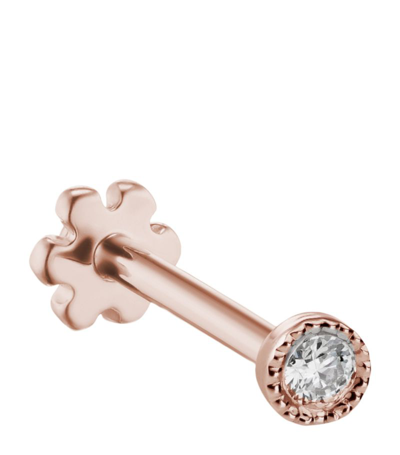 Shop Maria Tash Rose Gold And Diamond Threaded Stud Earring (1.5mm)
