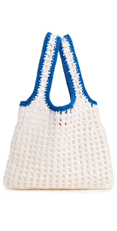 Shop Solid & Striped The Mini Crochet Tote In Marshmallow
