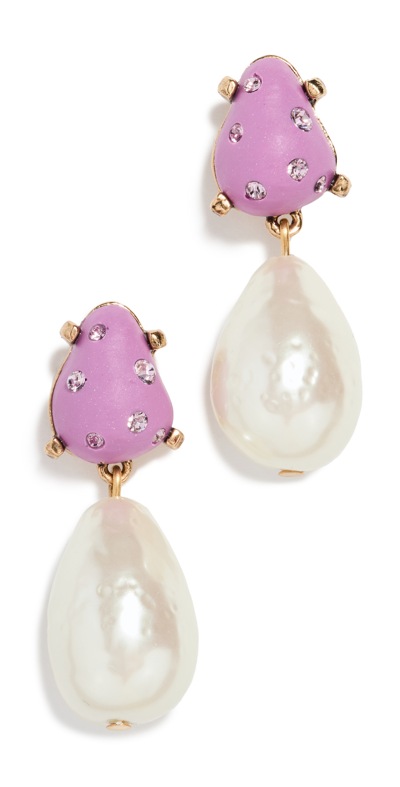 Shop Oscar De La Renta Candy Pearl Earrings In Lilac