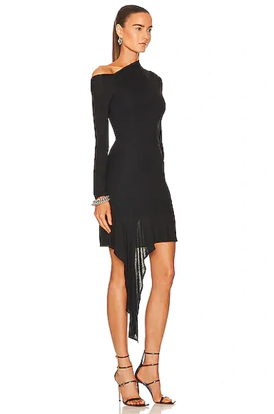 Shop Helmut Lang Scala Drape Mini Dress In Basalt Black