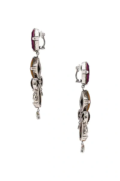 Shop Saint Laurent Baroque Earrings In Argent Oxyde Fuchsia