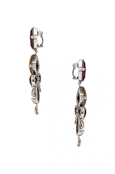 Saint Laurent Baroque Earrings In Argent Oxyde Fuchsia