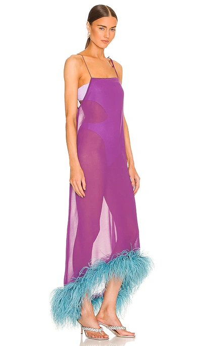 Shop Adriana Degreas Solid Midi Dress In Purple