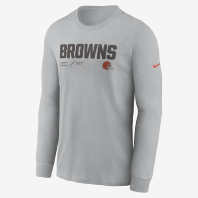 Shop Nike Men's Dri-fit Infograph Lockup (nfl Cleveland Browns) Long-sleeve T-shirt In Grey
