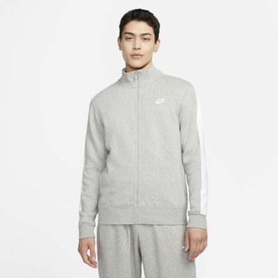 Shop Nike Men's  Sportswear Club Fleece Track Jacket In Grey