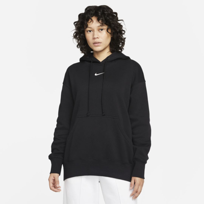 Shop Nike Women's  Sportswear Phoenix Fleece Oversized Pullover Hoodie In Black