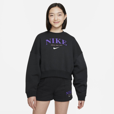 Shop Nike Sportswear Trend Big Kids' (girls') Fleece Sweatshirt In Black