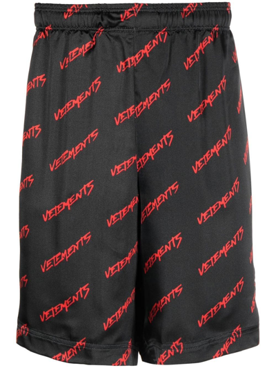 Shop Vetements Monogram Pyjama Shorts In Black