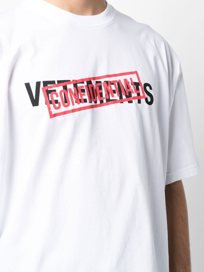 Shop Vetements Confidential Logo T-shirt In White