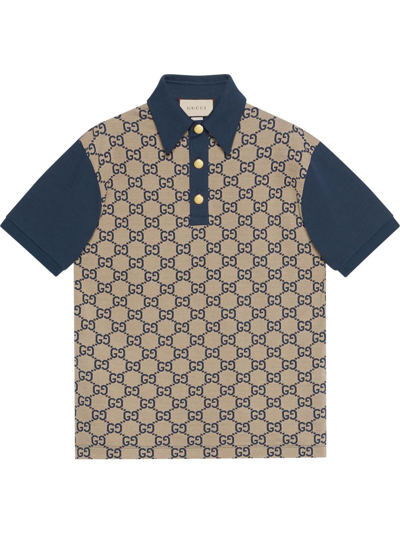 Shop Gucci Polo Con Gg In Blue