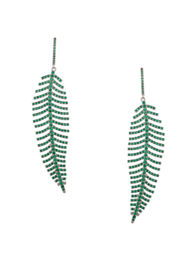 Eye Candy La Cz Luxe Leafy Dangle Earrings In Brass
