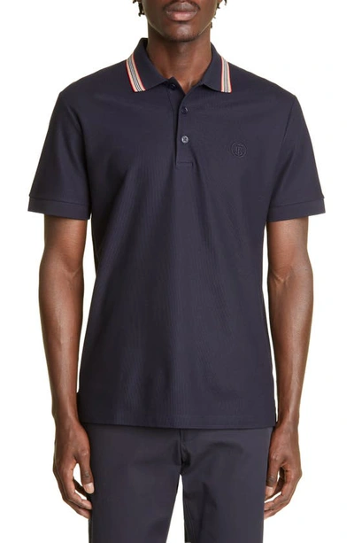 Shop Burberry Pierson Cotton Polo In Coal Blue