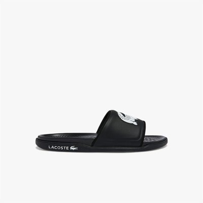 Shop Lacoste Men's Croco Dualiste Logo Strap Slides - 8 In Black