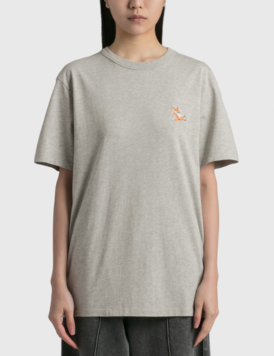 Shop Maison Kitsuné Chillax Fox Patch Classic T-shirt In Grey