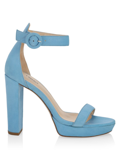 Shop L Agence Women's Cecile Suede Ankle-strap Sandals In Baltic Sea