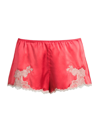Shop Josie Natori Women's Lolita Standard-fit Lace-trim Silk Shorts In Tiger Lily