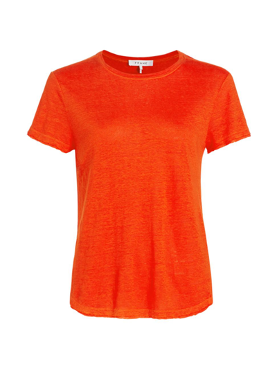 Shop Frame Women's Easy True Organic Linen T-shirt In Mandarin