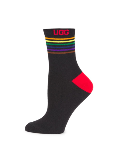 Shop Ugg Women's Teslin Stripe Cotton-blend Quarter Socks In Rainbow