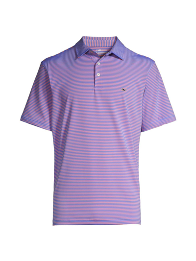 Shop Vineyard Vines Men's Bradley Striped Polo Shirt In Ocean Breeze Neon Rosa